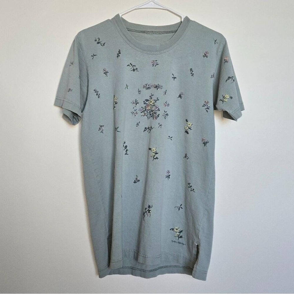Vintage Northern Reflections Green Sage Floral Print Tee T-shirt Medium M
